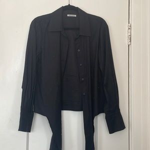 Black button down shirt with front tie from reformation